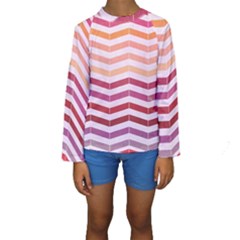 Abstract Vintage Lines Kids  Long Sleeve Swimwear by Amaryn4rt
