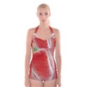 Red Pepper And Bubbles Boyleg Halter Swimsuit  View1