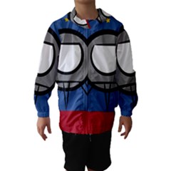 A Rocket Ship Sits On A Red Planet With Gold Stars In The Background Hooded Wind Breaker (kids) by Simbadda
