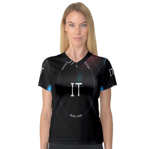 This Is An It Logo Women s V-neck Sport Mesh Tee by Simbadda
