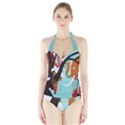 Colorful Graffiti In Amsterdam Halter Swimsuit View1