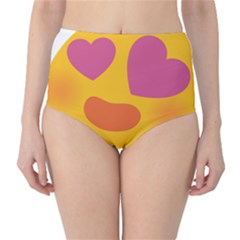 Emoji Face Emotion Love Heart Pink Orange Emoji High-waist Bikini Bottoms by Alisyart