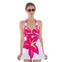 Flower Floral Lily Blossom Red Yellow Halter Swimsuit Dress View1