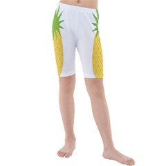 Fruit Pineapple Yellow Green Kids  Mid Length Swim Shorts