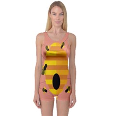 Honeycomb Wasp One Piece Boyleg Swimsuit by Alisyart