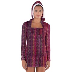 Colorful And Glowing Pixelated Pixel Pattern Women s Long Sleeve Hooded T-shirt by Simbadda