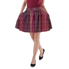 Colorful And Glowing Pixelated Pixel Pattern A-line Pocket Skirt by Simbadda