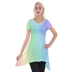Multi Color Pastel Background Short Sleeve Side Drop Tunic by Simbadda