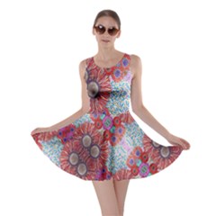 Floral Flower Wallpaper Created From Coloring Book Colorful Background Skater Dress by Simbadda
