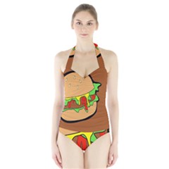 Burger Double Halter Swimsuit