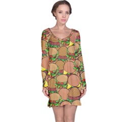 Burger Double Border Long Sleeve Nightdress by Simbadda