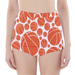 Basketball Ball Orange Sport High-waisted Bikini Bottoms by Alisyart