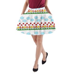Ladybugs And Flowers A-line Pocket Skirt by Valentinaart