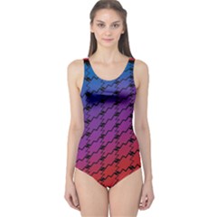 Colorful Red & Blue Gradient Background One Piece Swimsuit by Simbadda