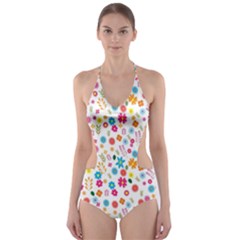 Floral Pattern Cut-out One Piece Swimsuit by Valentinaart