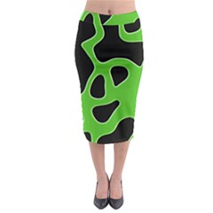 Black Green Abstract Shapes A Completely Seamless Tile Able Background Midi Pencil Skirt by Simbadda