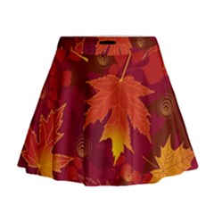 Autumn Leaves Fall Maple Mini Flare Skirt by Simbadda