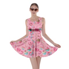 Pink2 Yummy Colorful Sweet Lollipop Candy Macaroon Cupcake Donut Seamless Skater Dress by CoolDesigns