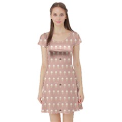 Pink Repeat Pattern With Ice Cream Cones In Pastel Pink Short Sleeve Skater Dress