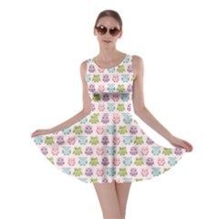 Colorful Cute Cartoon Owls Birds Pattern Skater Dress by CoolDesigns