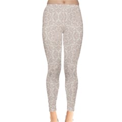 Gray Damask Pattern Fine Traditional Ornament With Women s Leggings