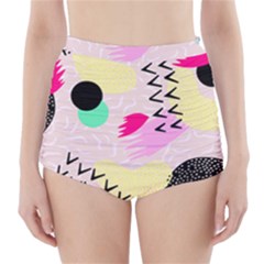 Pink Circle Red Pattern,sexy High-waisted Bikini Bottoms by Alisyart
