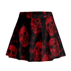 Sparkling Glitter Skulls Red Mini Flare Skirt by ImpressiveMoments
