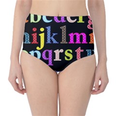 Alphabet Letters Colorful Polka Dots Letters In Lower Case High-waist Bikini Bottoms by Simbadda