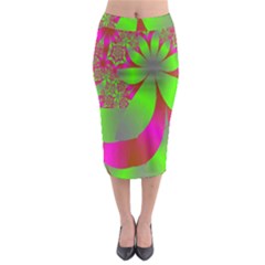 Green And Pink Fractal Midi Pencil Skirt by Simbadda