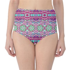 Colorful Seamless Background With Floral Elements High-waist Bikini Bottoms by Simbadda