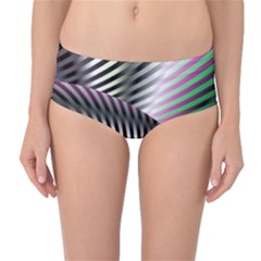 Fractal Zebra Pattern Mid-waist Bikini Bottoms by Simbadda