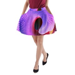 Digital Art Spirals Wave Waves Chevron Red Purple Blue Pink A-line Pocket Skirt