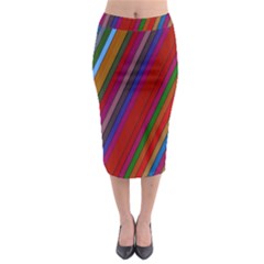 Color Stripes Pattern Midi Pencil Skirt by Simbadda