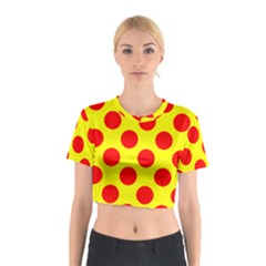 Polka Dot Red Yellow Cotton Crop Top by Mariart