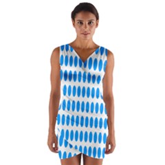 Polka Dots Blue White Wrap Front Bodycon Dress by Mariart