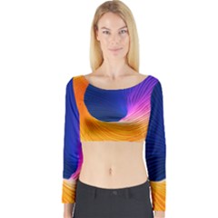 Wave Waves Chefron Color Blue Pink Orange White Red Purple Long Sleeve Crop Top by Mariart