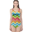 Colorful Background Of Chevrons Zigzag Pattern One Piece Swimsuit View1