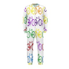 Rainbow Colors Bright Colorful Bicycles Wallpaper Background Onepiece Jumpsuit (kids) by Simbadda
