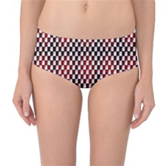 Squares Red Background Mid-waist Bikini Bottoms by Simbadda