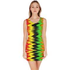 Colorful Liquid Zigzag Stripes Background Wallpaper Sleeveless Bodycon Dress by Simbadda