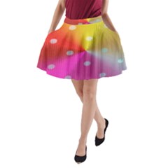 Polka Dots Pattern Colorful Colors A-line Pocket Skirt by Simbadda