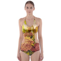 Victorian Background Cut-out One Piece Swimsuit by Simbadda