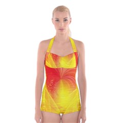 Realm Of Dreams Light Effect Abstract Background Boyleg Halter Swimsuit  by Simbadda