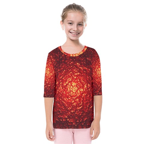 Abstract Red Lava Effect Kids  Quarter Sleeve Raglan Tee by Simbadda