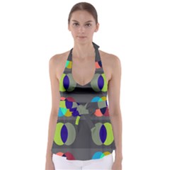 Circles Line Color Rainbow Green Orange Red Blue Babydoll Tankini Top by Mariart