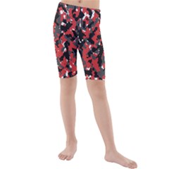 Bloodshot Camo Red Urban Initial Camouflage Kids  Mid Length Swim Shorts by Mariart