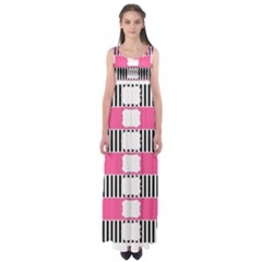 Custom Water Bottle Labels Line Black Pink Empire Waist Maxi Dress by Mariart