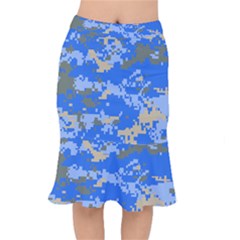 Oceanic Camouflage Blue Grey Map Mermaid Skirt by Mariart