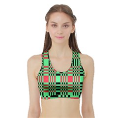 Bright Christmas Abstract Background Christmas Colors Of Red Green And Black Make Up This Abstract Sports Bra With Border by Simbadda