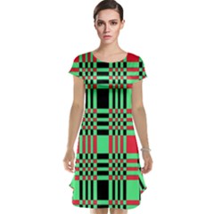 Bright Christmas Abstract Background Christmas Colors Of Red Green And Black Make Up This Abstract Cap Sleeve Nightdress by Simbadda